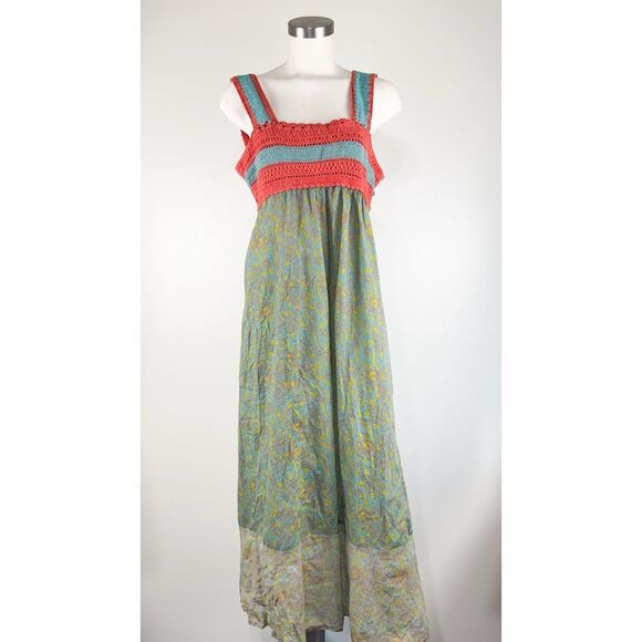 Sundance Coral and Teal Midi Dress - Picture 2 of 7